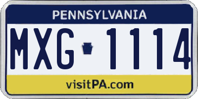 PA license plate MXG1114