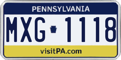 PA license plate MXG1118