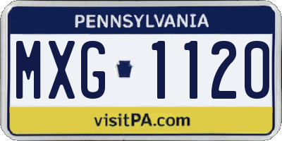PA license plate MXG1120