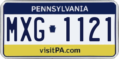 PA license plate MXG1121