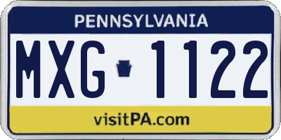 PA license plate MXG1122