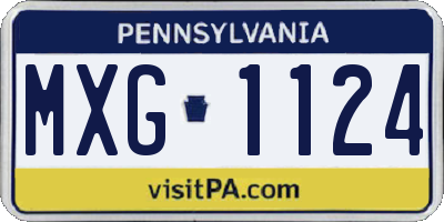 PA license plate MXG1124