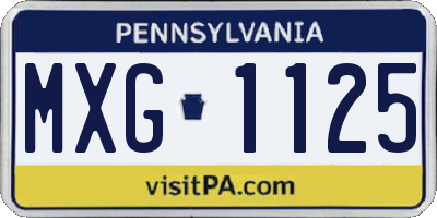 PA license plate MXG1125