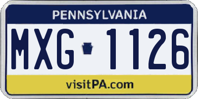 PA license plate MXG1126