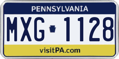 PA license plate MXG1128