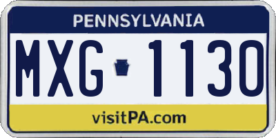 PA license plate MXG1130