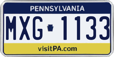 PA license plate MXG1133
