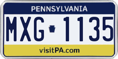 PA license plate MXG1135
