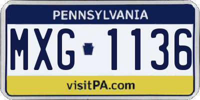 PA license plate MXG1136