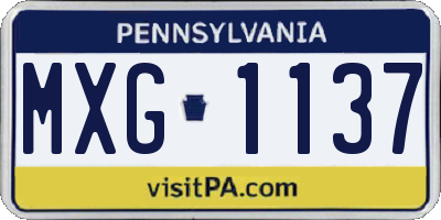 PA license plate MXG1137