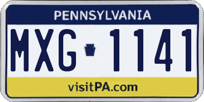 PA license plate MXG1141