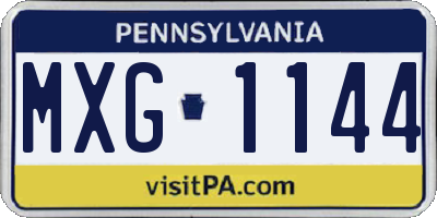 PA license plate MXG1144