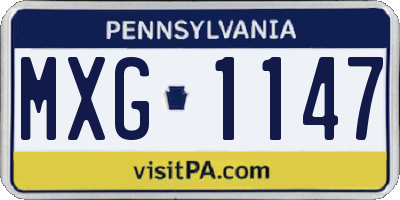 PA license plate MXG1147