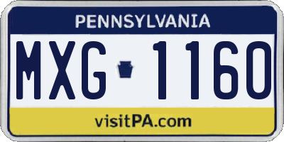 PA license plate MXG1160