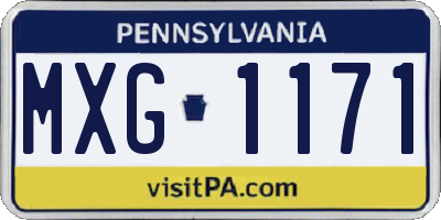 PA license plate MXG1171