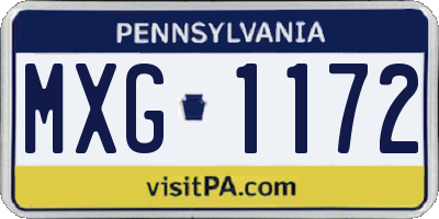 PA license plate MXG1172