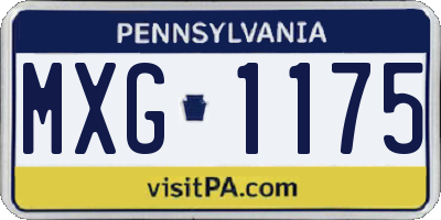 PA license plate MXG1175