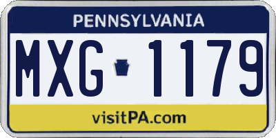 PA license plate MXG1179