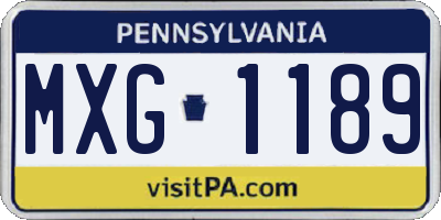 PA license plate MXG1189