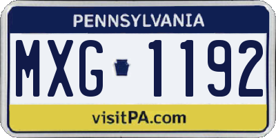 PA license plate MXG1192