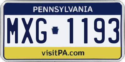 PA license plate MXG1193
