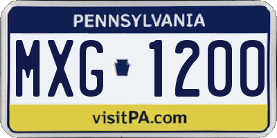 PA license plate MXG1200