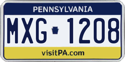 PA license plate MXG1208