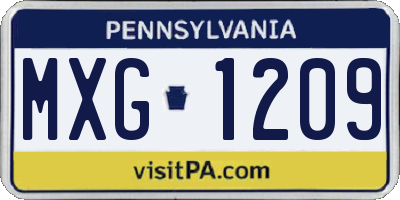 PA license plate MXG1209
