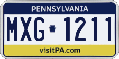 PA license plate MXG1211