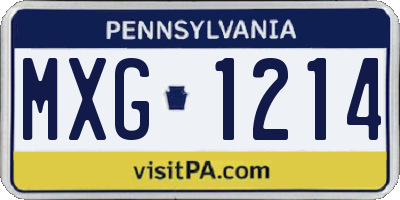 PA license plate MXG1214