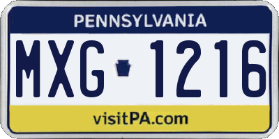 PA license plate MXG1216