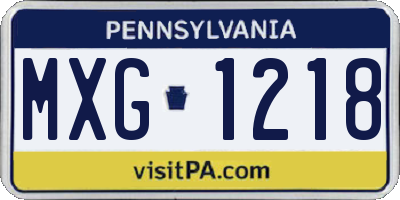 PA license plate MXG1218