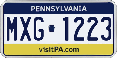PA license plate MXG1223