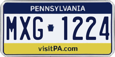 PA license plate MXG1224