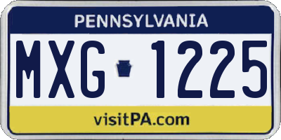 PA license plate MXG1225