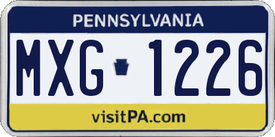 PA license plate MXG1226