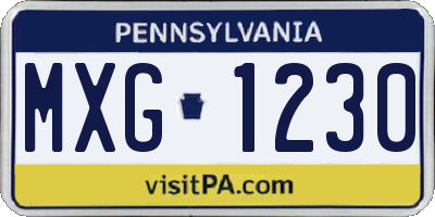 PA license plate MXG1230