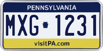 PA license plate MXG1231