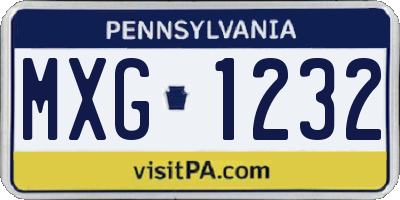 PA license plate MXG1232