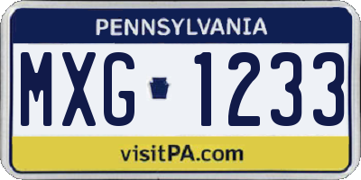 PA license plate MXG1233
