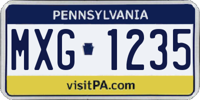 PA license plate MXG1235