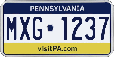 PA license plate MXG1237