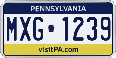 PA license plate MXG1239