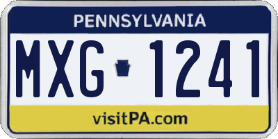 PA license plate MXG1241
