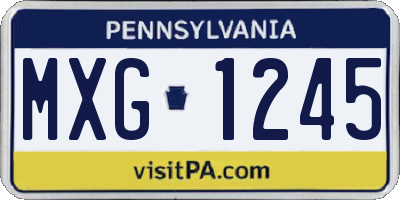 PA license plate MXG1245