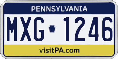 PA license plate MXG1246