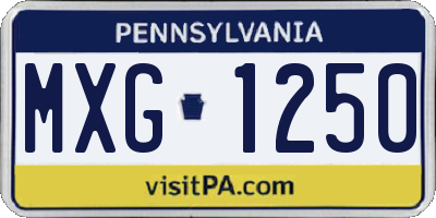 PA license plate MXG1250