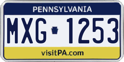 PA license plate MXG1253