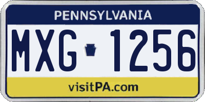PA license plate MXG1256