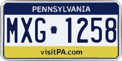 PA license plate MXG1258